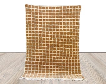 Moroccan Berber Brown and Off-white Grid area rug!