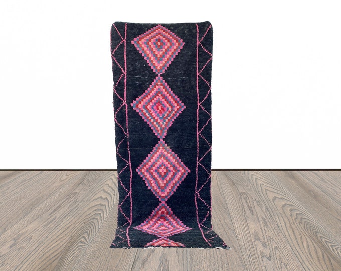 4x8 wool colorful Moroccan diamond runner rug.