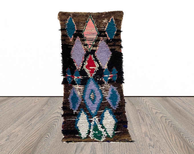 3x6 FT small colorful handwoven Moroccan rug runner.