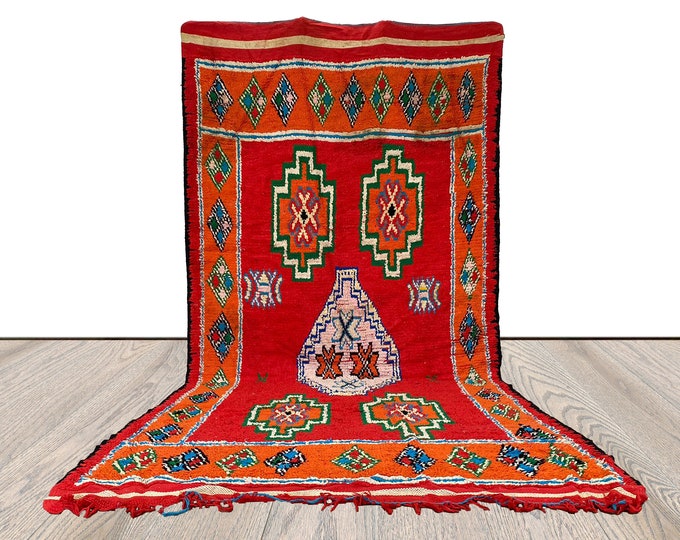 5 ft by 12 ft, Moroccan Colored Vintage Large area Rug.