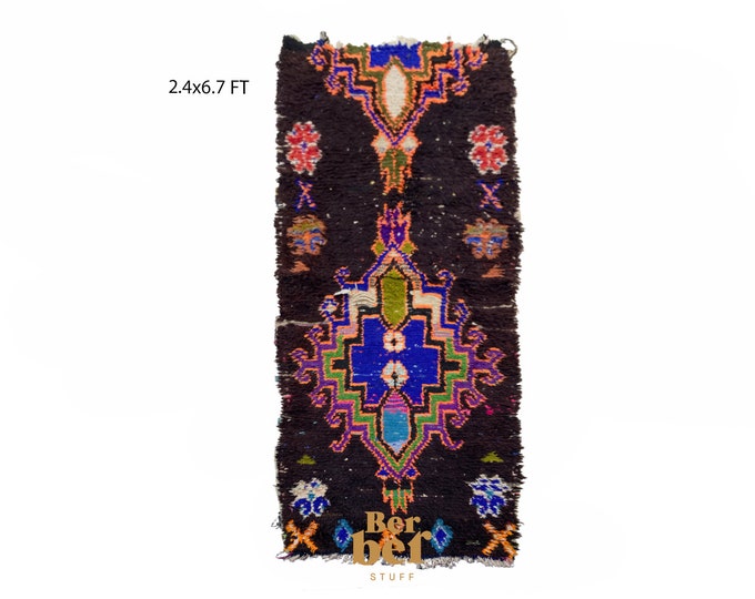 Colorful Moroccan vintage runner rug 2x7 ft!