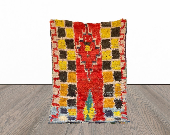 Moroccan Boucherouite colorful rug 4x6 ft!