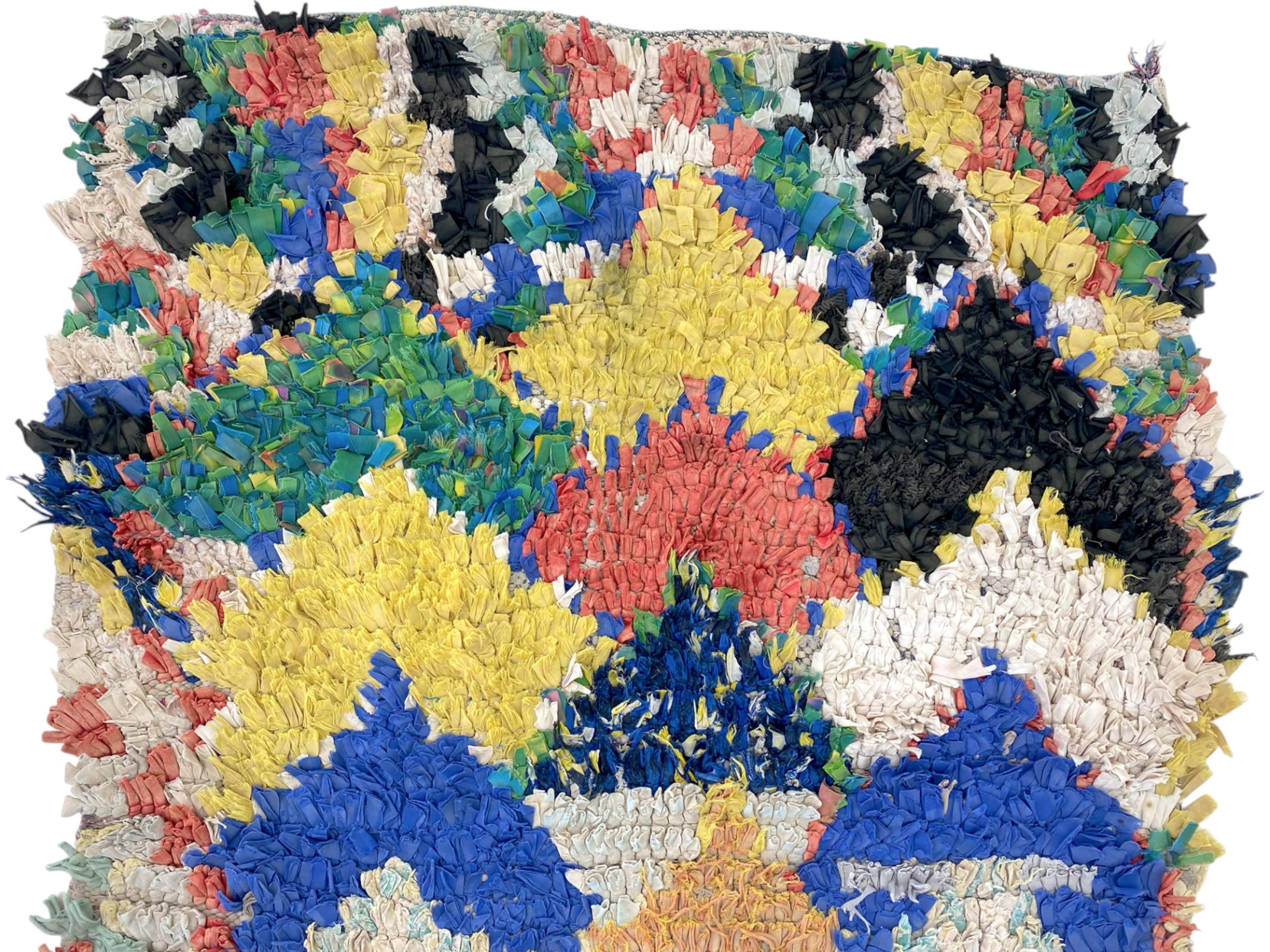 幾何学模様の多色ラグ モロッコ 手織り ランナーラグ 幾何学模様の多色ラグ モロッコ 手織り ランナーラグ マルチカラーの