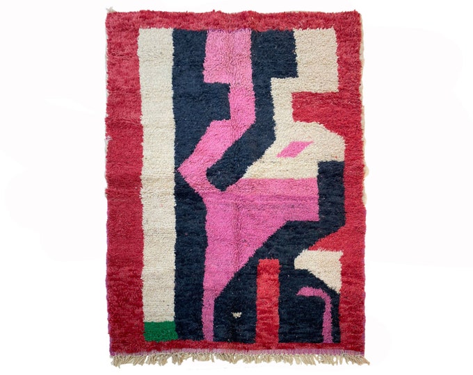 Colorful Moroccan Berber Area Rug, custom Hand Knotted wool Rug!