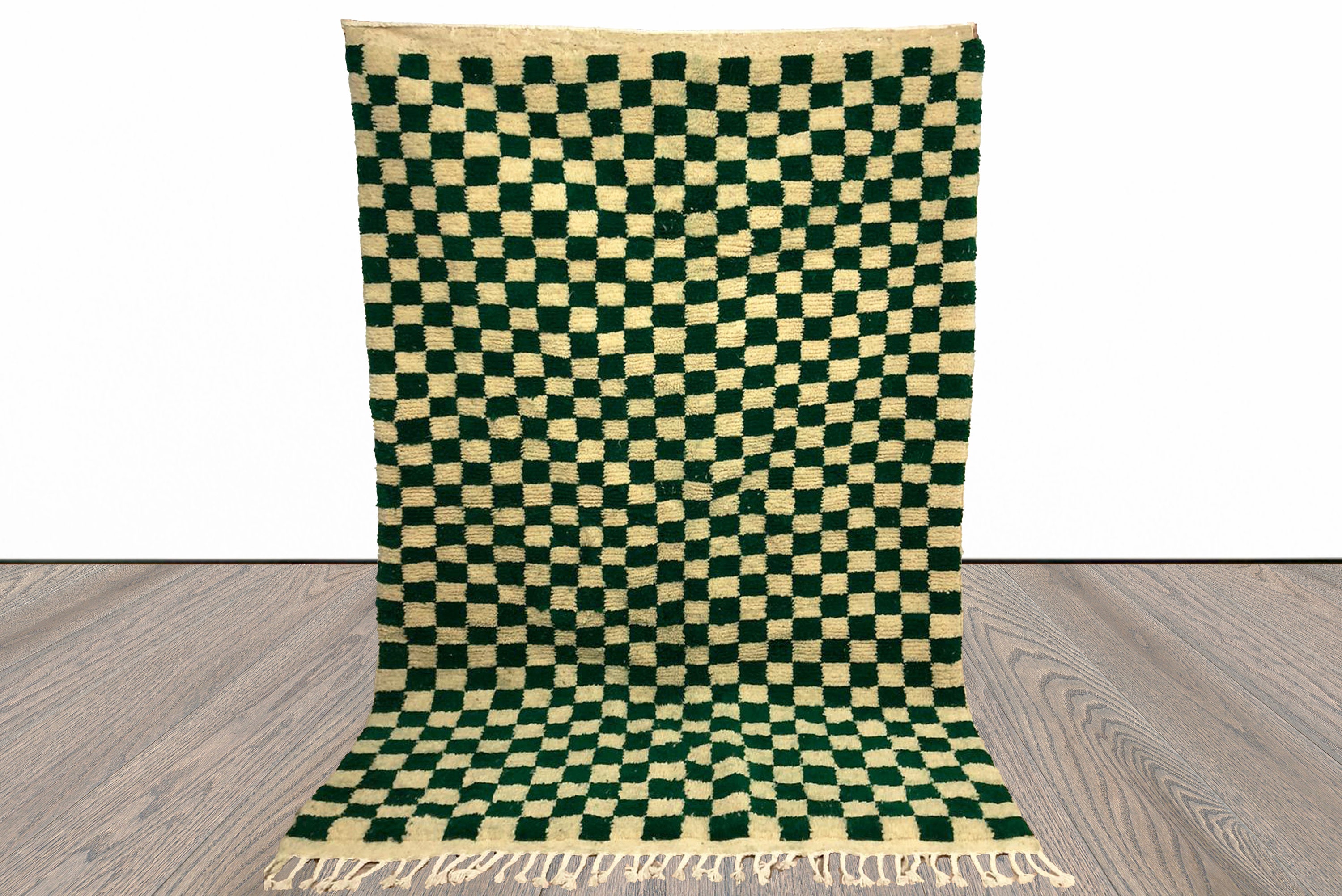 Large Moroccan Green Checkered area rug Berber Checker rug Etsy