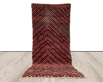 moroccan vintage striped area Rug, berber checkered 4 by 9 ft.
