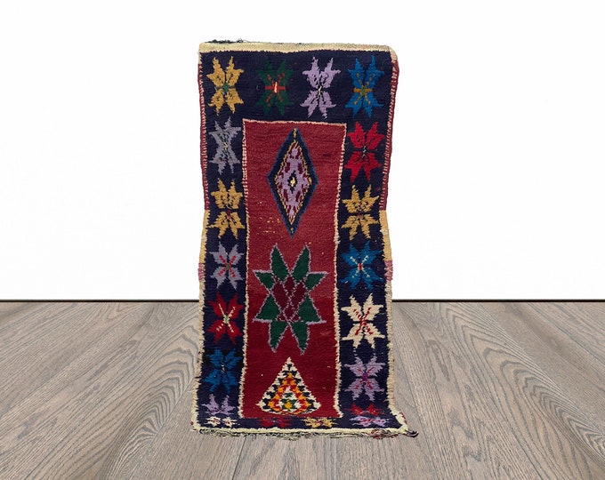 3x6 Vintage Berber Moroccan Runner Rug.