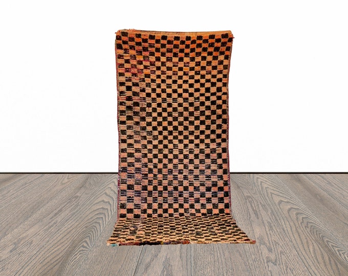 checkered Moroccan runner rug 4x9 ft!