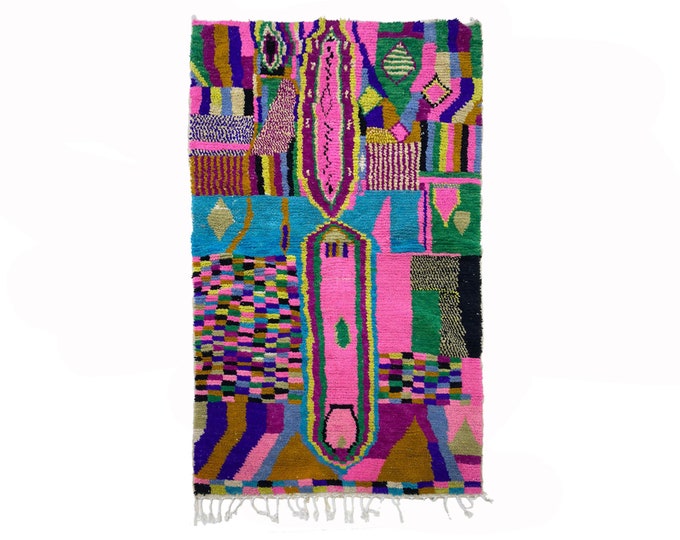 Colorful Bohemian Rug, Handwoven Moroccan Rug for Living Room.