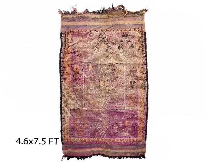 Moroccan faded area 5x7.5 rug, vintage purple rugs.