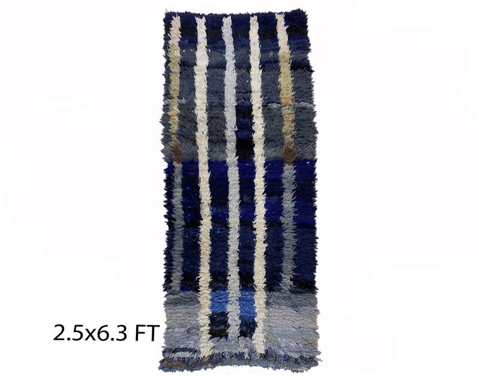 2.5x6 Moroccan woven runner rug, Berber vintage runner rug.