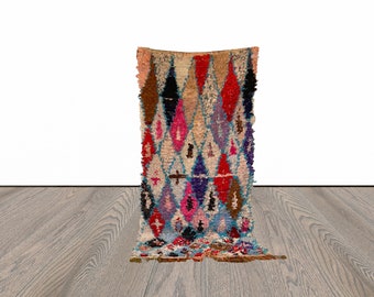 Boucherouite vintage Moroccan rug 3x6 !