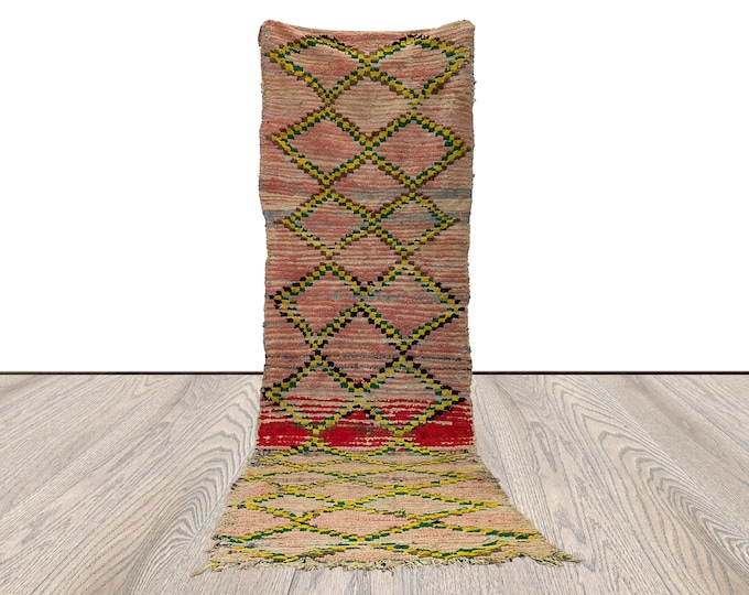 3 x 10 ft berber narrow wonen shag rug, moroccan vintage narrow runner rug.