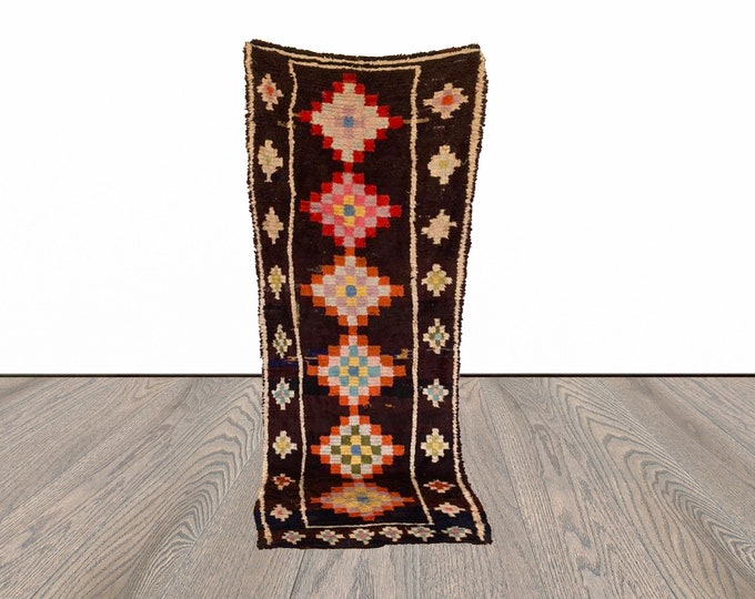 3x8 ft vintage Moroccan rug runner, woven Berber runner rug!