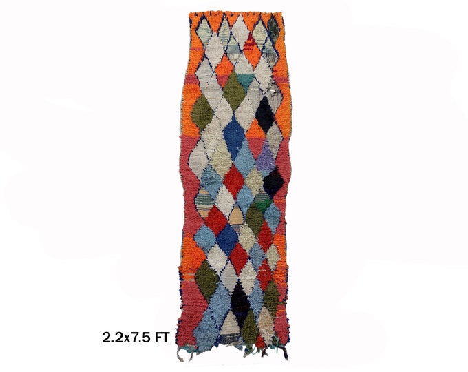 2x8 Narrow Vintage Moroccan Runner Rug: Berber Decor!