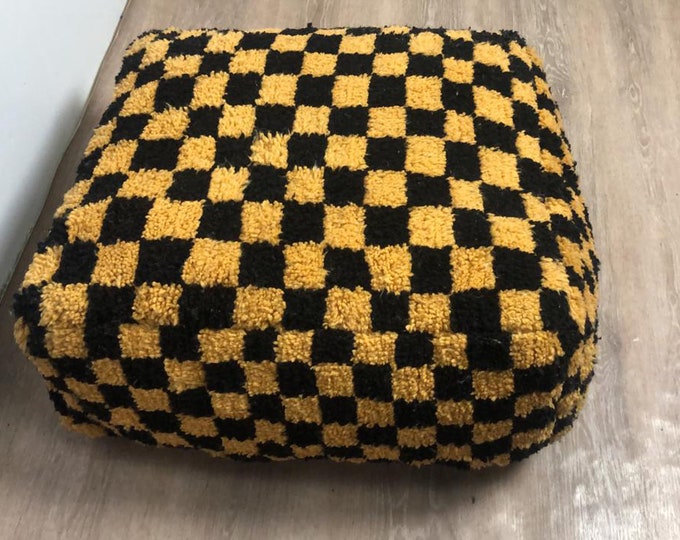 Moroccan Pouf: Berber Checkered ottoman, checkerboard Pillow cover