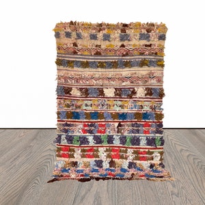 3x6 ft Moroccan Boucherouite area rug.