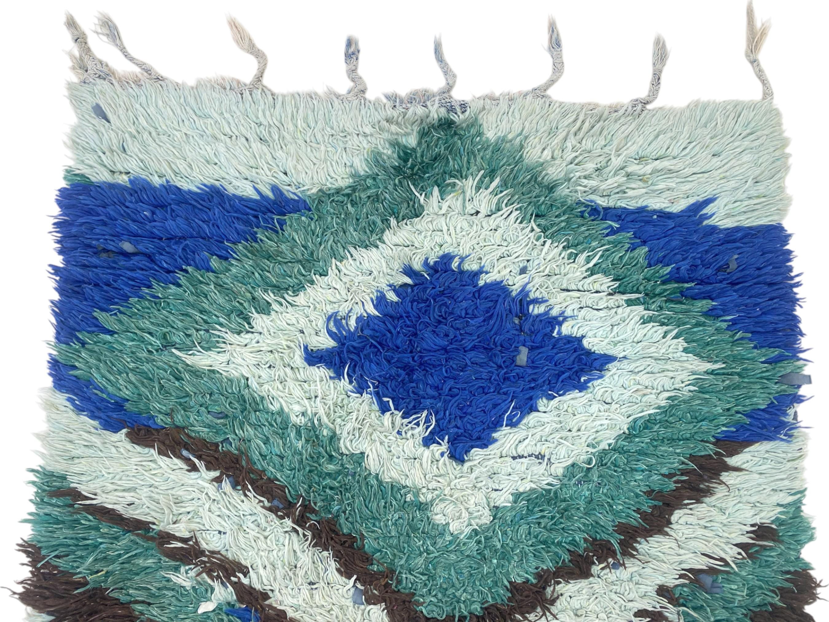 ヴィンテージ モロッコ ランナーラグ：3x8 ハンドノット ダイヤモンド