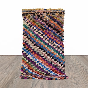 3x6 Vintage Boucherouite Runner Rug.