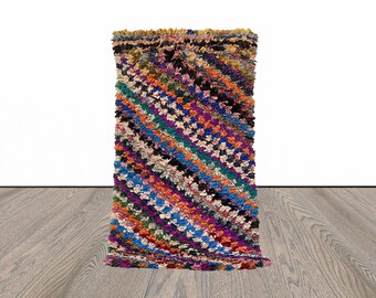 3x6 Vintage Boucherouite Runner Rug.