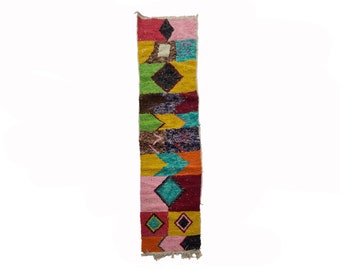 Berber Handmade Wool Runner Rug, Colorful Moroccan Runner for hallway!