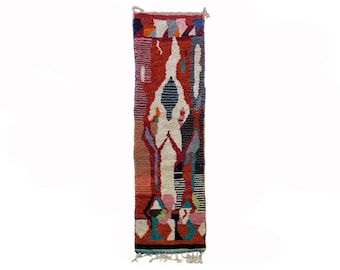 Berber Handmade Wool Runner Rug, Colorful Moroccan Runner for hallway!