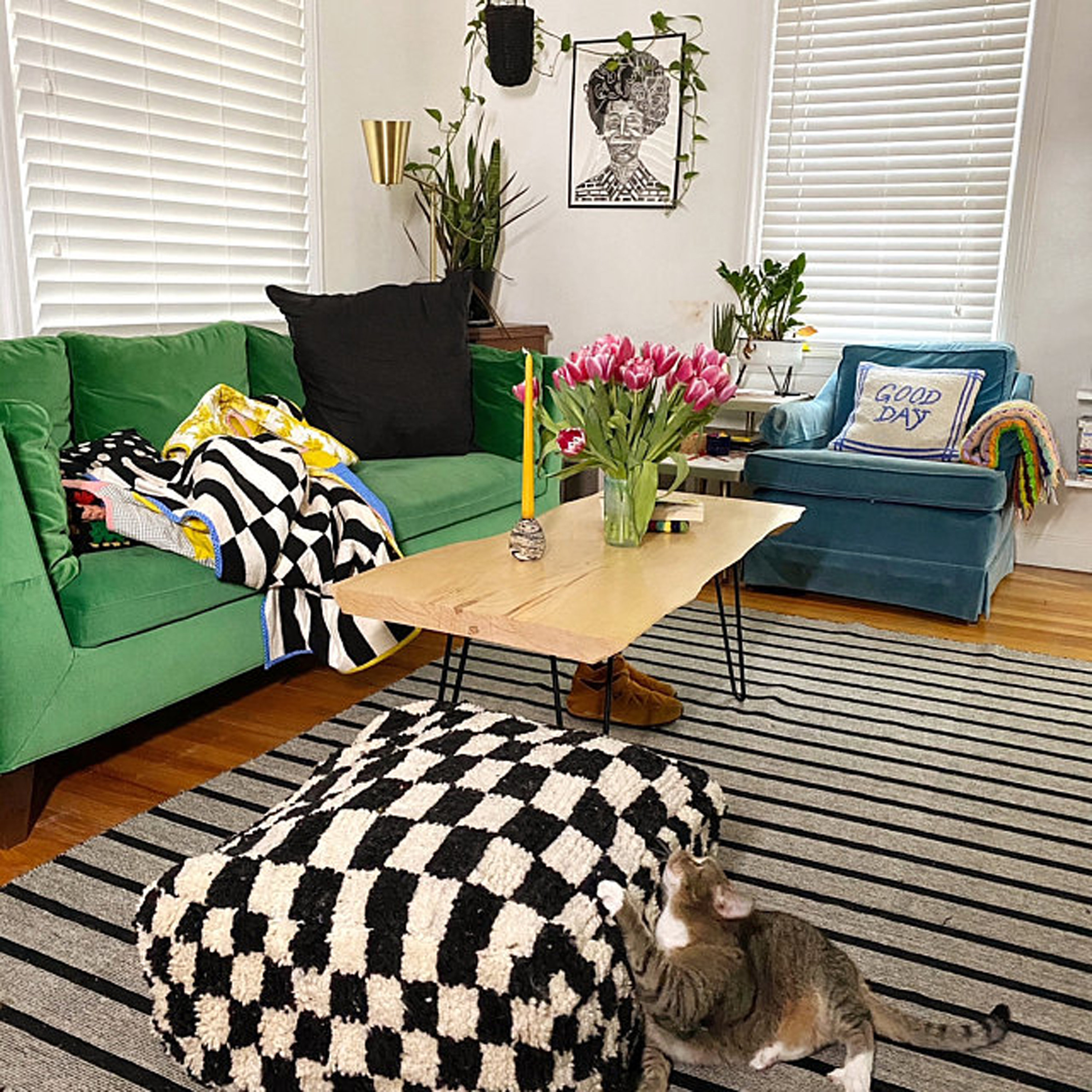 Checkered ottoman deals