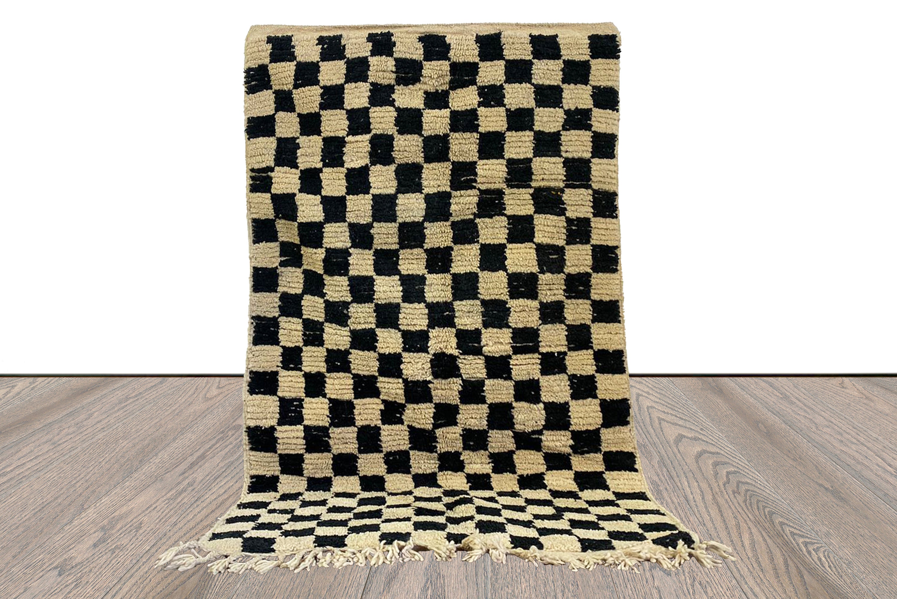 4x6 Black and White Checkered area Rug.