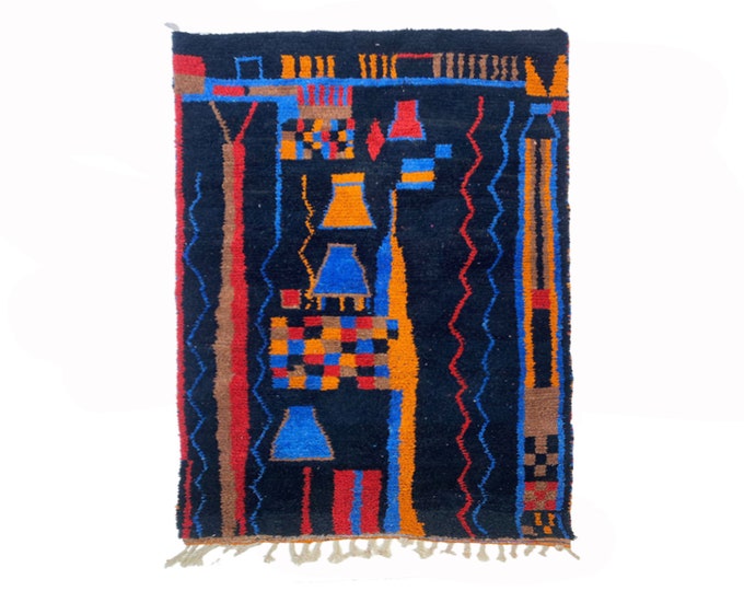 Unique Custom Berber Rug: Handmade Moroccan Stylish Rug, Colorful Area Carpet.