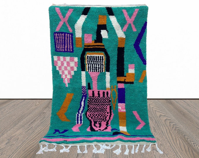 Vibrant Custom Berber Wool Rug, Colorful Handwoven Moroccan Area Rug!