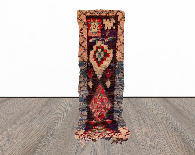 Moroccan colorful narrow runner rug 2x9 ft!