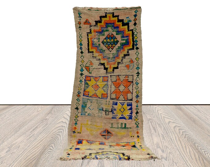 Home Decor Moroccan  rug, colorful flatweave rug 3x7 ft, vintage worn rug.