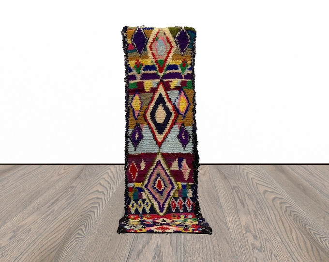 3x11 Feet Colorful Long Moroccan Vintage Runner Rug.