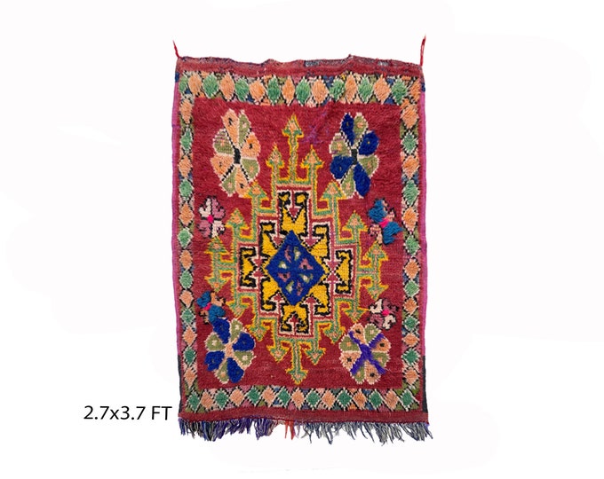 Small Moroccan vintage square 3x4 rug!