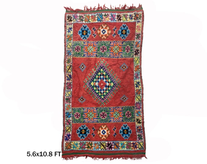 6x11 Wool Moroccan Area Rug: Vintage Decorative Style!