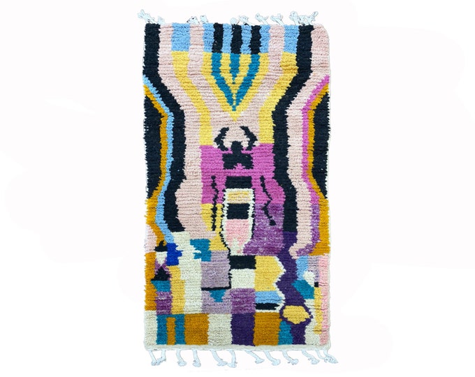 Unique Moroccan Rug for Living Room, Custom Handmade Berber area rug.