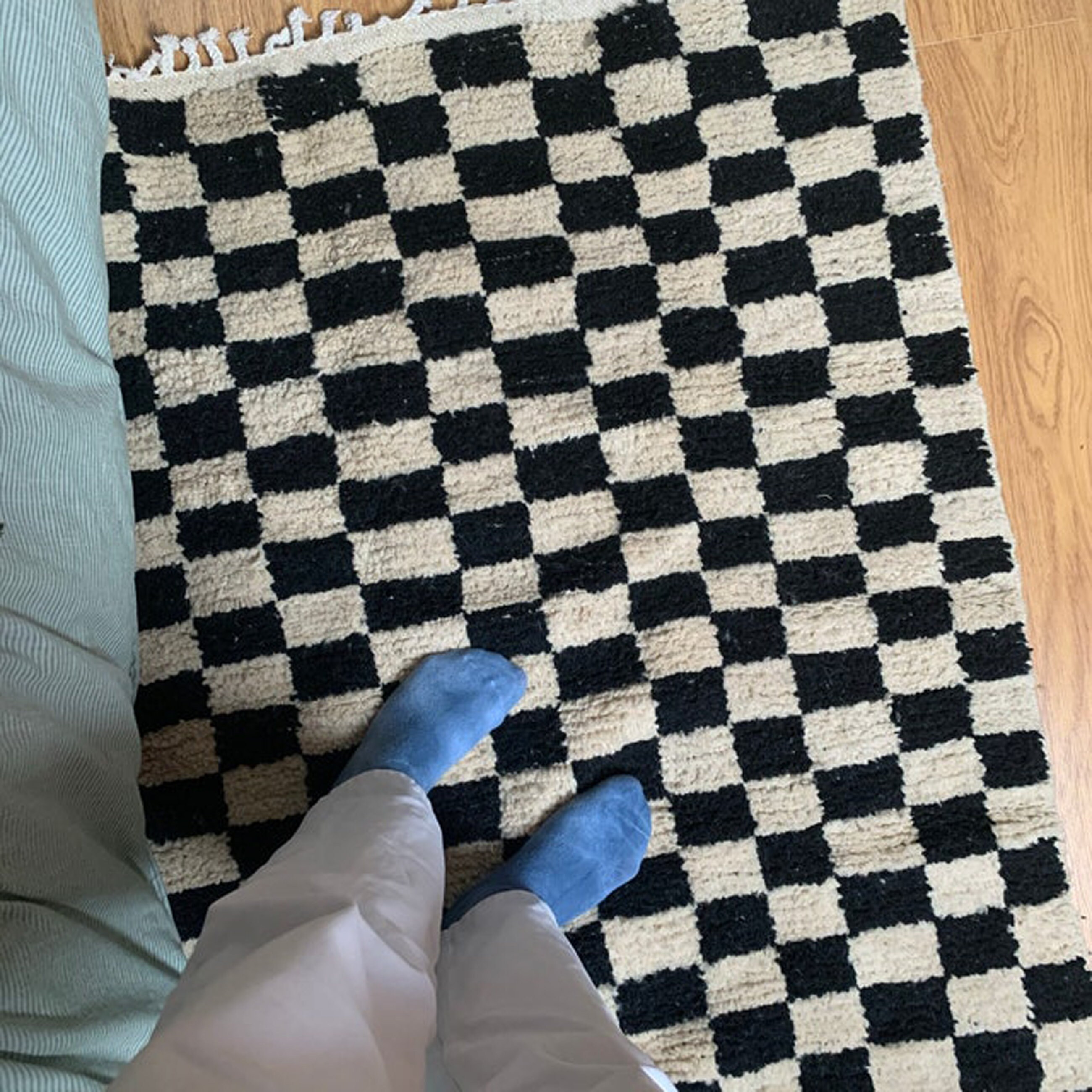 Black and white rug, Checkered rug, Moroccan Checker rug, Berber