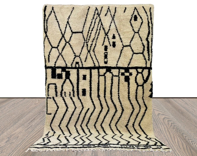 Chevron Large Moroccan area Rug, 8x5 Beni Ourain Woven Rugs.