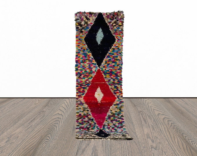 Multi color Moroccan diamond 3x8.5 runner rug.
