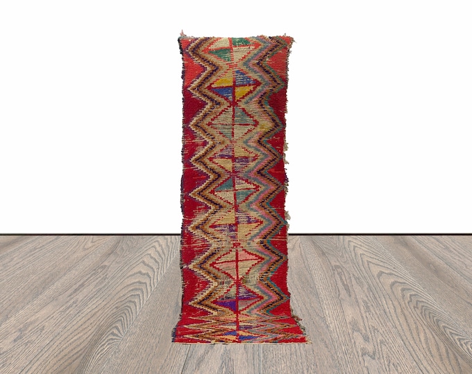 2x9 Long Colorful Moroccan Berber Rug Runner.