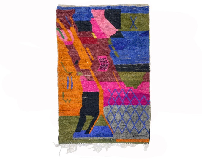 Vibrant Moroccan Handmade Wool Rug, Colorful Boho Area Rug!