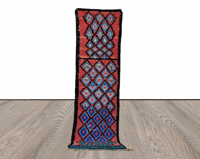 2x9 Moroccan diamond woven runner rug.