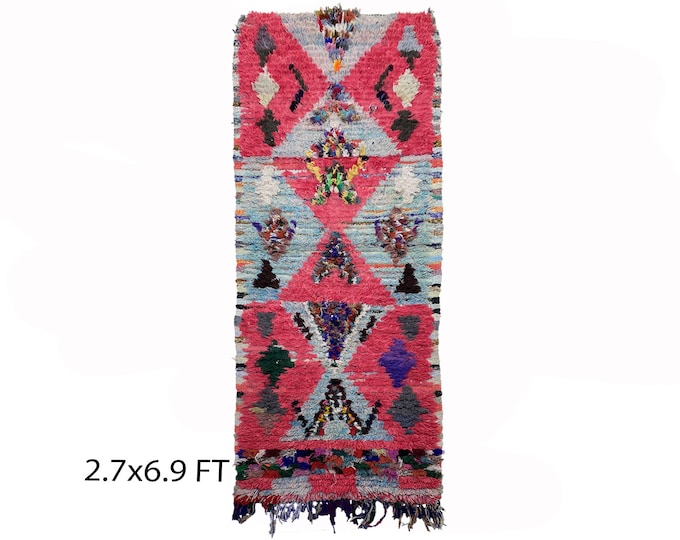 3x7 Moroccan vintage rug runner, Long colorful runner rug!