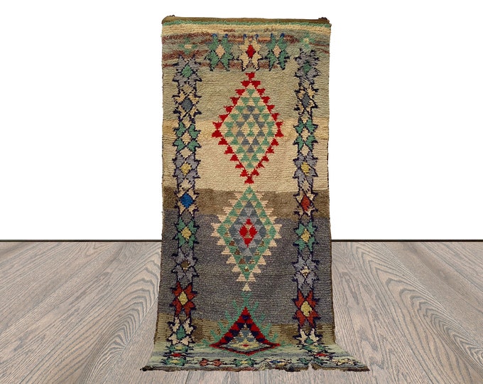 Moroccan colorful large Rugs, 3x10 Berber Vintage runner Rug.