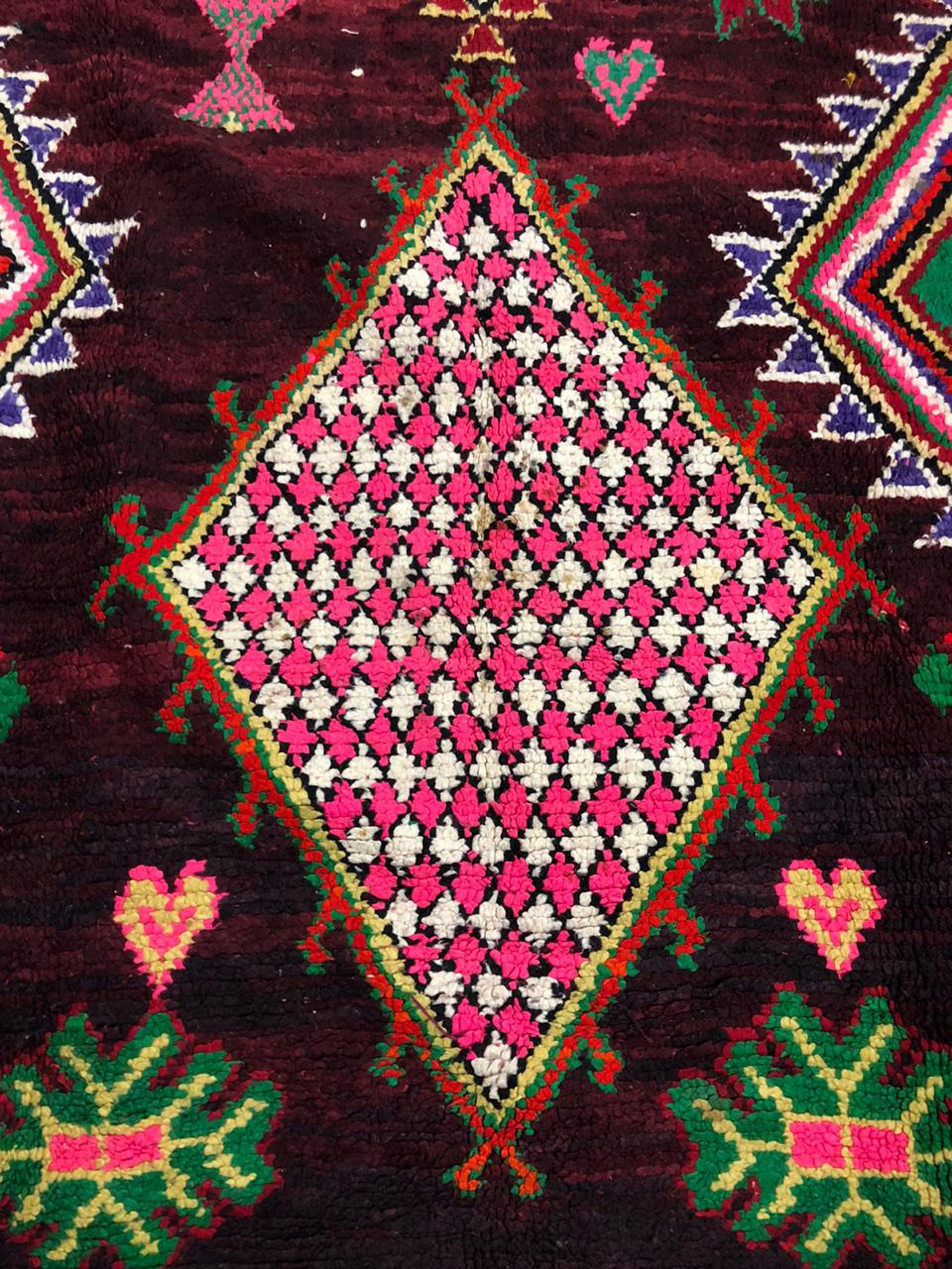 Extra Large Vintage Moroccan Black rug, 7x15 ft Morrocan Boho Berber black rug, Tribal Bohemian