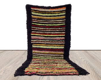 3x7 ft moroccan striped vintage rug, berber colorful runner rug.