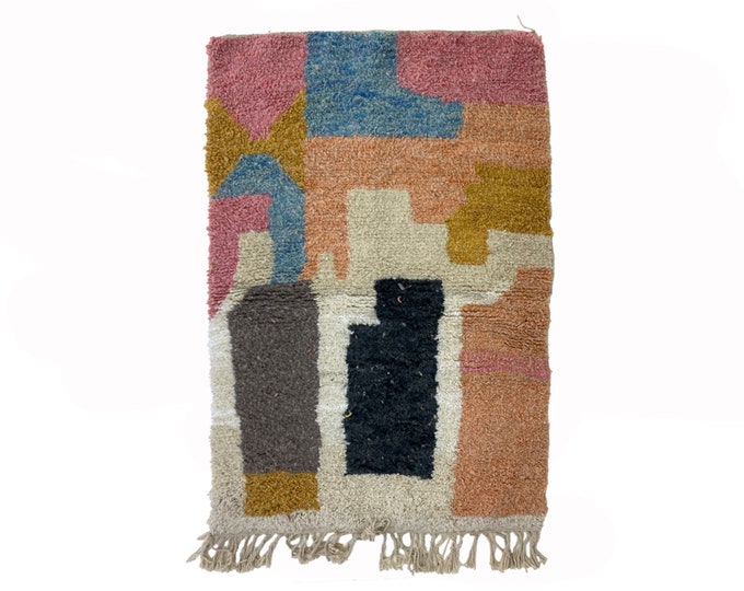 Custom Moroccan Area Rug, Colorful Boho Decor Hand Knotted Rug.