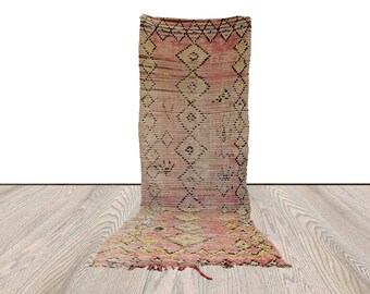 4x8 ft berber long runner rug, moroccan vintage wollen large rug.