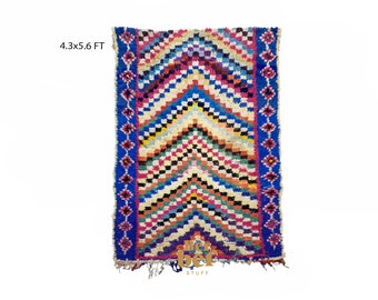 Moroccan colorful boho area rug 4x6 ft.