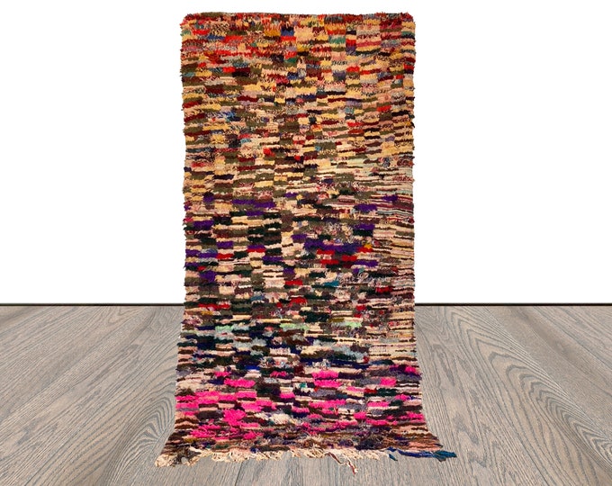 Colorful Shag Rugs 4x9, Moroccan Vintage Berber area Rug.